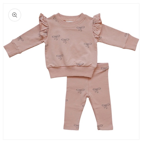 Mebie Baby Pink Ribbon Ruffle French Terry Set - Picture 3 of 3